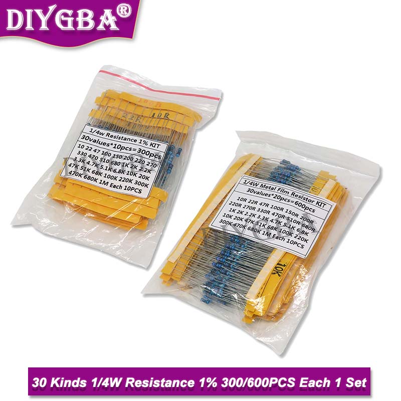 600PCS/Set 30Kinds 1/4W Resist - Resistor Kit 1 4W 评论和价格