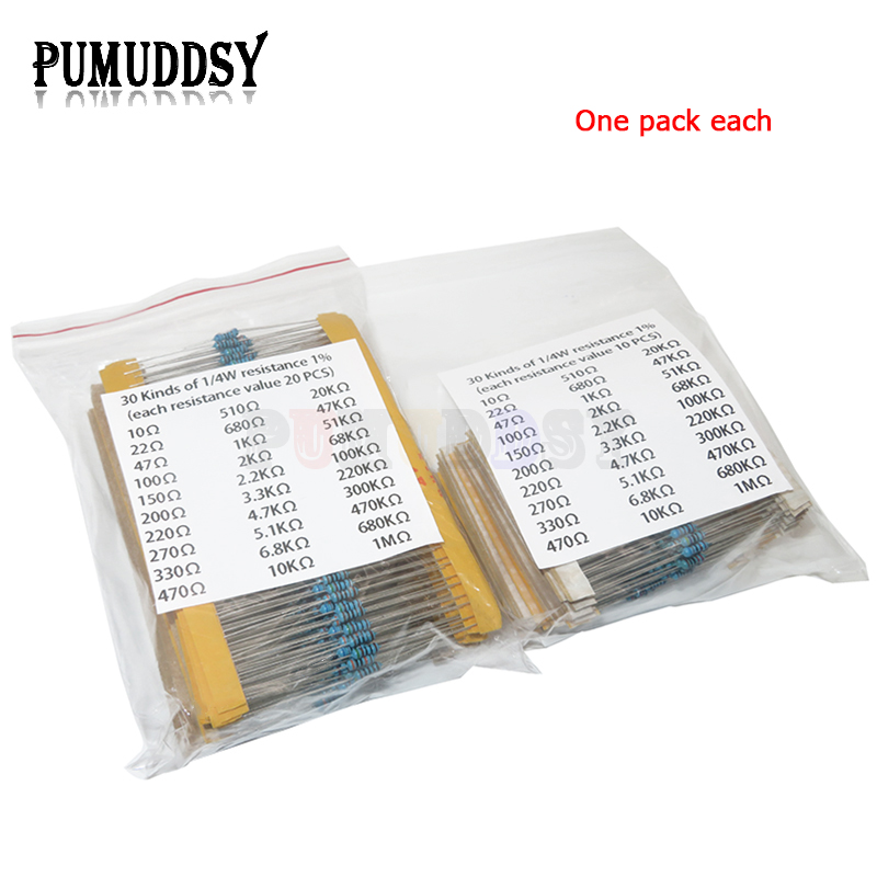 600pcs/set 30 Kinds 1/4W Resis - Resistor Kit 1 4W 评论和价格